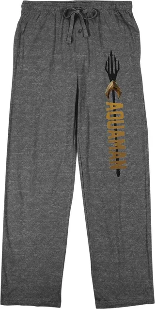 Aquaman Trident Men’s Graphite Heather Sleep Pajama Pants-Large