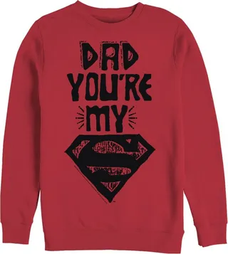 Men's Superman Father's Day Dad My Hero Sweatshirt - Red - Small