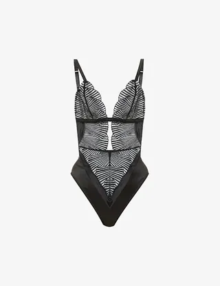 Coco DE er Womens Black Athena Semi-sheer Stretch-woven Body