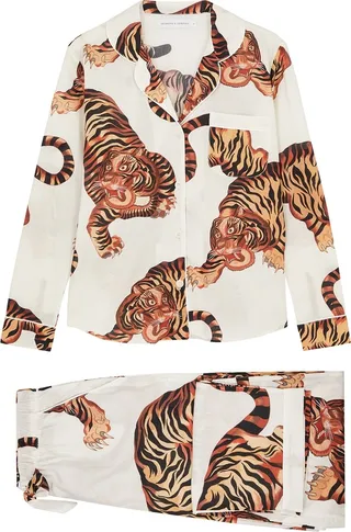 Desmond & Dempsey Rayas Tiger-print Cotton Pyjama Set