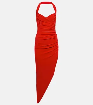 Cayla halterneck ruched midi dress