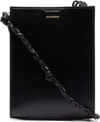 Black Tangle Bag With Logo In Leather Woman