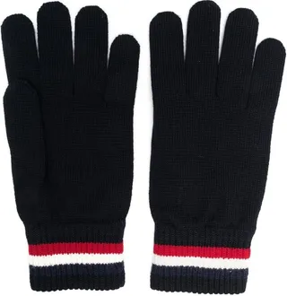 Stripe-Cuff Knitted Gloves