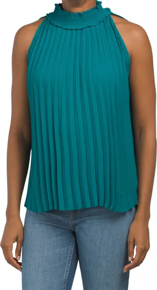 Crepe Chiffon Pleated Halter Neck Top
