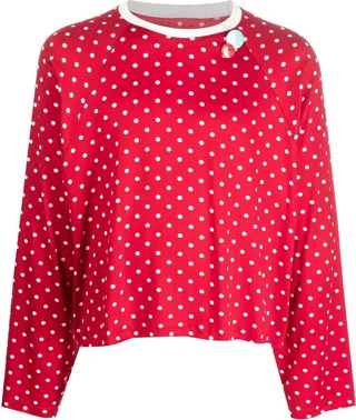polka-dot long-sleeve T-shirt