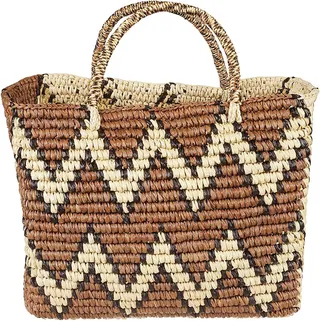 Zig-zag Patterned Woven Shopper Bag
