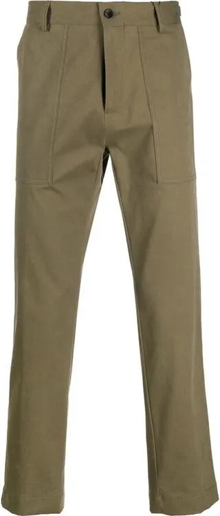 Contrasting-Side Panel Straight Trousers