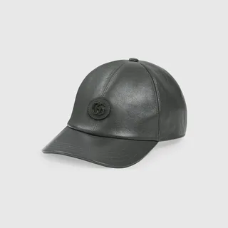 Leather baseball hat with Double G