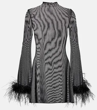 Feather-trimmed minidress