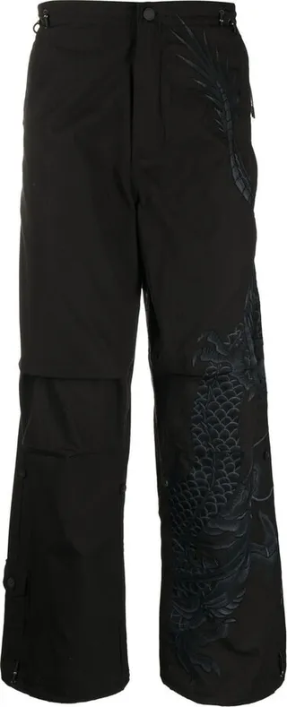 Dragon-Print Straight Trousers