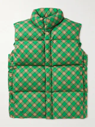 Checked Quilted Cotton-Jacquard Down Gilet