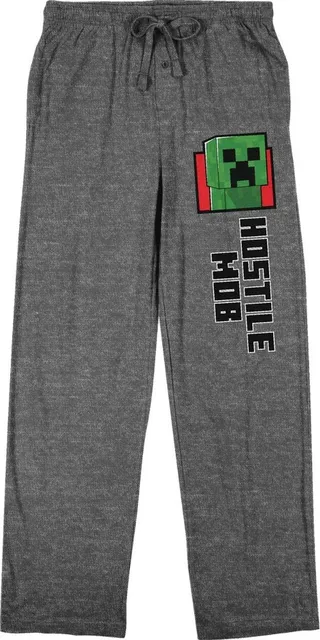 Minecraft Creeper Hostile Mob Men’s Graphite Heather Sleep Pants-3XL