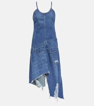 Deconstructed denim midi dress