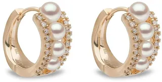 18kt yellow gold Eclipse Akoya pearl and diamond hoop earrings
