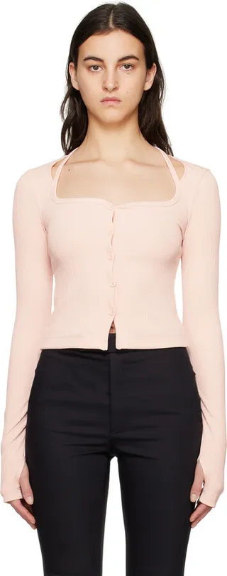 Helmut Lang Pink Square Neck Cardigan