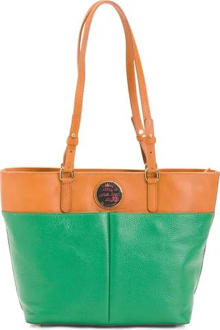 Made In Italy Leather Double Front Pocket Tote