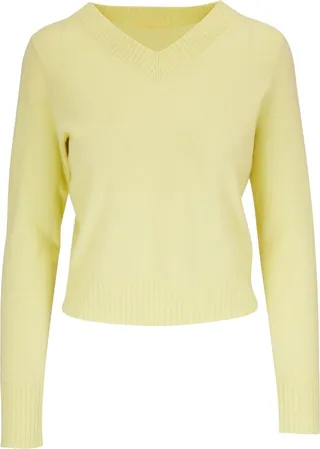 wool-blend cropped V-neck sweater