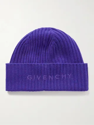 Logo-Embroidered Ribbed Wool and Cashmere-Blend Beanie