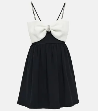 Bow-embellished crepe minidress