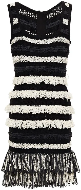Fringed knitted mini dress