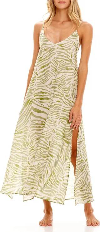 Frida Olive Zebra Linen Nightgown