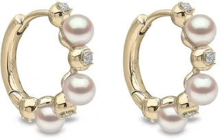 18kt yellow gold Eclipse Akoya pearl and diamond hoop earrings