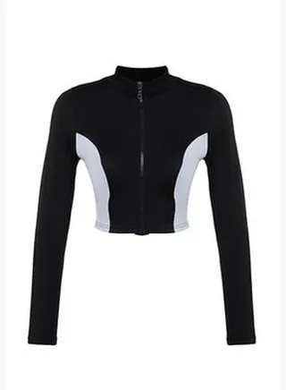 Black Zippered Long Sleeve Surf Swimsuit
