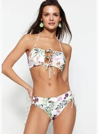 Floral Pattern Tie Bikini Bottoms with Regular Legs TBESS23BA00070