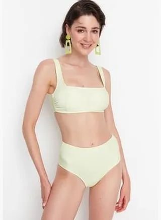 Mint Textured High Waist Bikini Bottoms TBESS22BA0110
