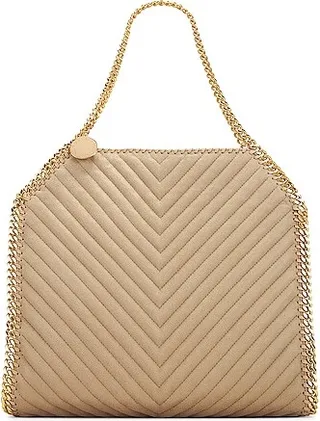 Stella McCartney Small Falabella Eco Shaggy Deer Chevron Tote in Beige