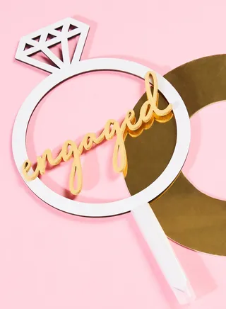 Cake Topper - Wooden Engaged Ring