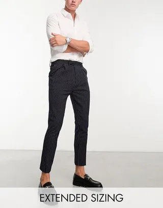 ASOS DESIGN skinny smart pants in navy pin stripe