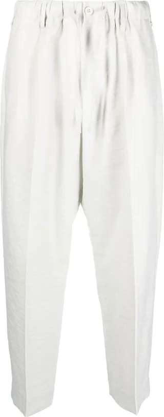 Drawstring-Waist Straight-Leg Trousers