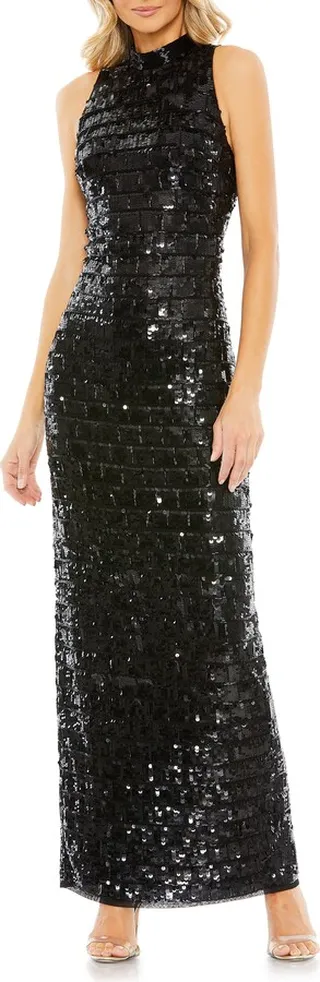 Sequin Open Back Body-Con Gown