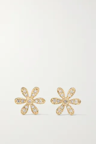 Sydney Evan - Daisy 14-karat Gold Diamond Earrings - One size
