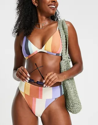 Rip Curl Heat Wave high waist bikini bottom in multi stripe