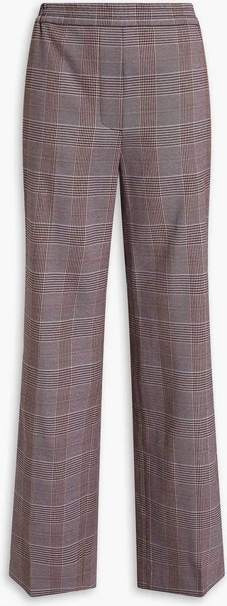 Prince of Wales checked wool-blend wide-leg pants
