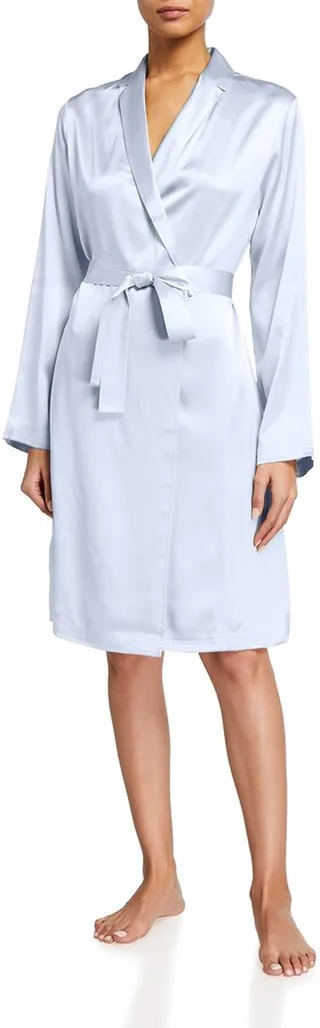 Silk Long-Sleeve Short Robe