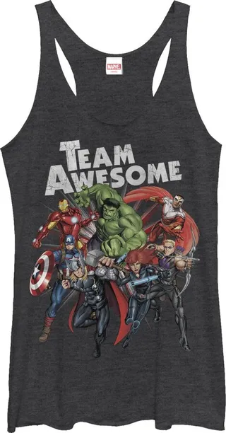 Women's Marvel Avengers Team Awesome Racerback Tank Top - Black Heather - Large