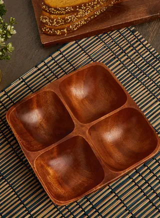 Kora Acacia Wood 4 Section Serving Dish