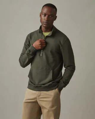 Lightweight Cotton Half Zip - Deep Olive