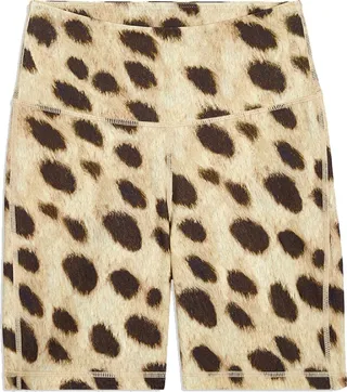 Womens High Waist Animal Print Bike Shorts