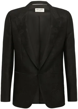 Single breast jacquard wool jacket