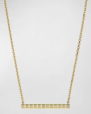 18K Yellow Gold Ice Cube Diamond Bar Necklace