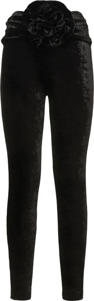 Velvet viscose blend flower skinny pants