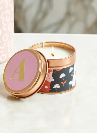 A Initial Floral Candle
