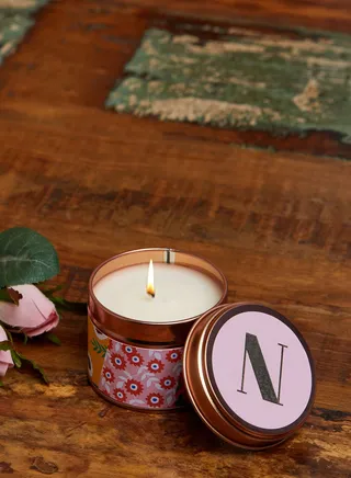 N Initial Floral Candle