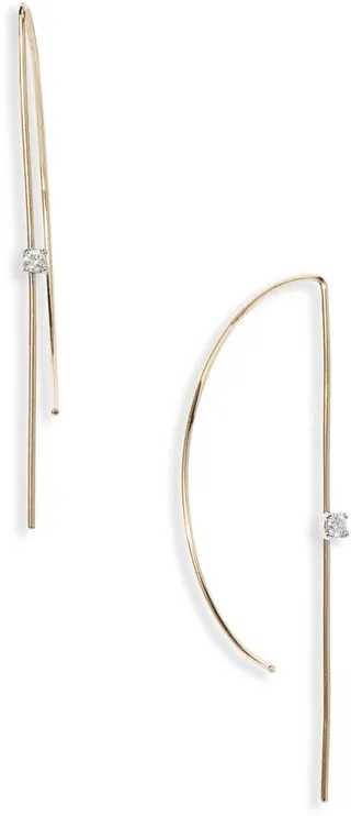 Small Wire Diamond Hoop Earrings