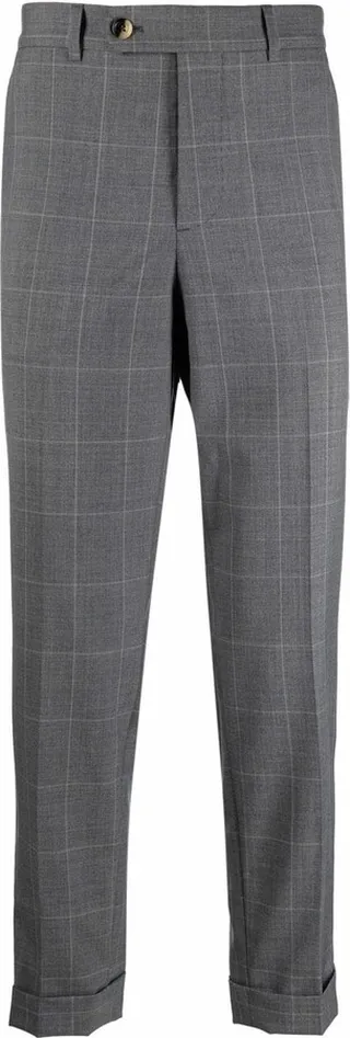 Cropped Check-Print Trousers