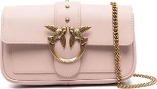 'love One Pocket' Rosa Shoulder Bag With Logo Patch In Smooth Leather Woman Pinko